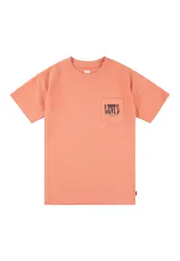 Tricou cu decolteu la baza gatului si imprimeu pe partea din spate - Roz somon/Galben pal/Albastru