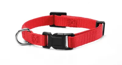 Zgarda reglabila nylon, rosie, confortabila, 20-30 cm x 1 cm