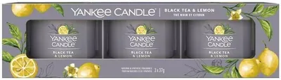 Yankee Candle Set Black Tea & Lemon - Lumânare parfumată, 3 х 37 g