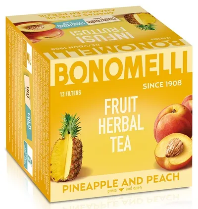 Ceai de fructe cu ananas și piersică, 12 plicuri, Bonomelli