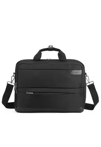 Geanta unisex din material textil cu fermoar pentru laptop - Negru