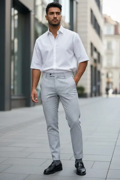 Pantaloni barbati eleganti gri 2060 D8-3