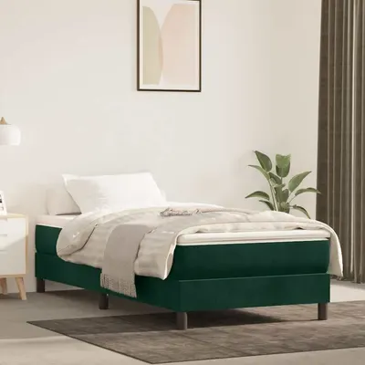 vidaXL Cadru de pat cu arcuri, verde închis, 100x200 cm, catifea