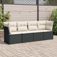 Gossi set mobilier de gradina cu perne, 4 piese, negru, poliratan