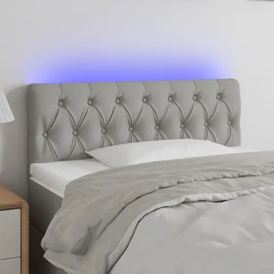 vidaXL Tăblie de pat cu LED, gri deschis, 90x7x78/88 cm, textil