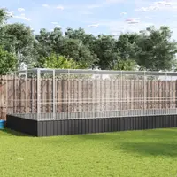 Gossi voliera de pasari cu extensie, argintiu, 1139x307x212 cm, otel