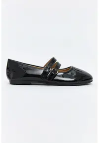 Balerini Mary Jane cu aspect lacuit - Negru