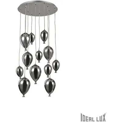 Corp de iluminat din sticla suflata si prelucrata manual sub forma de balon cromat 12x40W