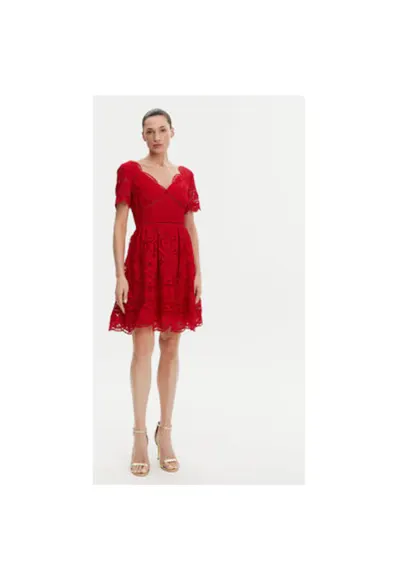 Rochie dama 251-ROMBRE - Poliester -Rosu - Rosu