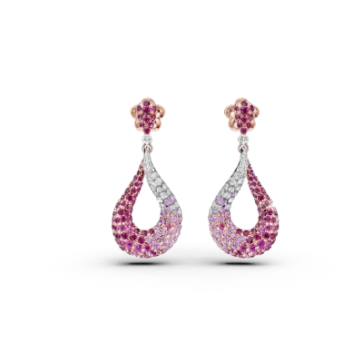 Cercei geometrici din aur roz cu pietre pretioase de 2.4ct