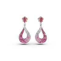 Cercei geometrici din aur roz cu pietre pretioase de 2.4ct