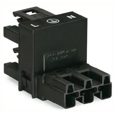 h-distribution connector; 3-pole; Cod. P; 1 input; 2 outputs; outputs on one side; 3 locking levers; for flying leads; red