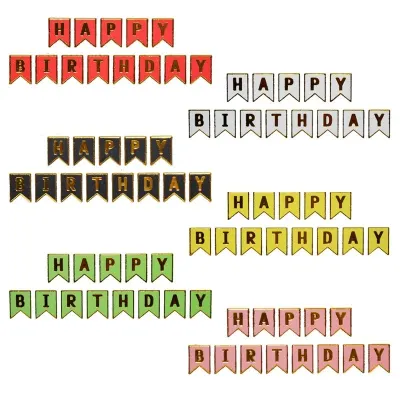 Ghirlanda Happy birthday, stegulete carton, banda adeziva, culori mixte, 16 x 175 cm