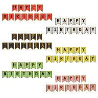 Ghirlanda Happy birthday, stegulete carton, banda adeziva, culori mixte, 16 x 175 cm