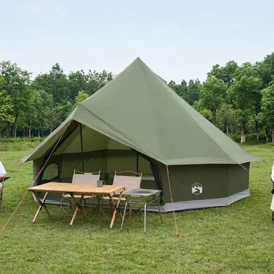 vidaXL Cort Tipi 10 persoană Verde măsliniu Poliester și oțel