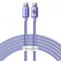 Cablu Date si Incarcare USB-C - USB-C Baseus Crystal Shine Series, 100W, 2m, Mov CAJY000705
