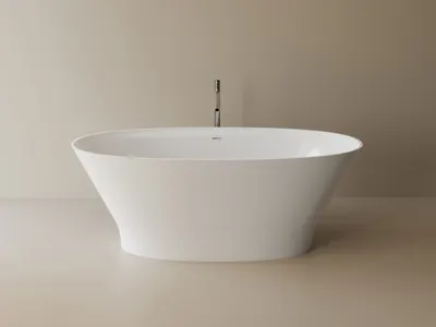 Cada freestanding ovala, compozit alb lucios, 167.7x81.3x60.5 cm, Foglia Classe