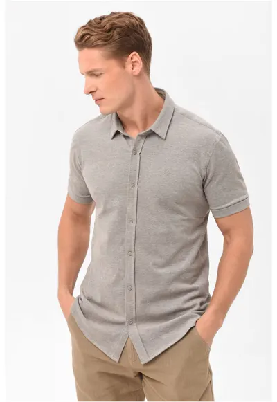 Camasa cu maneci scurte C-Xewir pentru barbati - Gri - Slim Fit