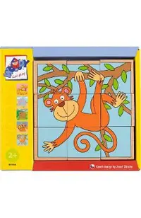 Puzzle din lemn. 3x3 cuburi. Animale exotice
