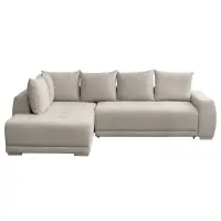 Coltar extensibil MARIBO LC, cu arcuri si lada depozitare, colt stanga, bej, 282x205x92 cm