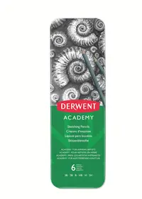Creioane grafit 3B-2H, 6buc/set, cutie metalica, Derwent Academy
