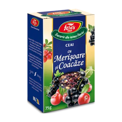 Ceai cu merisoare si coacaze, 75g, Fares