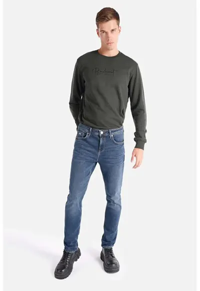 Pantaloni De Barbati Albastru Marin Straight Fit 044 KARL CL1066532