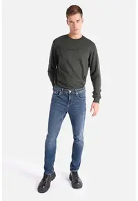 Pantaloni De Barbati Albastru Marin Straight Fit 044 KARL CL1066532