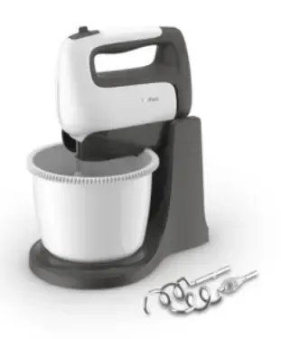 Mixer de mana cu bol TEFAL HT464138, 500 W, 5 Trepte de viteza, Functie Turbo, 2.5 L (Alb/Negru)