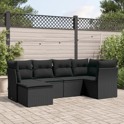 Gossi set mobilier de gradina cu perne, 6 piese, negru, poliratan