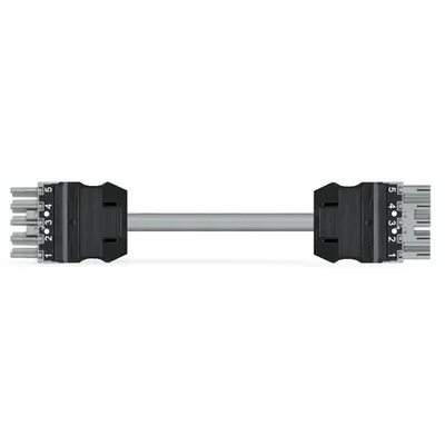pre-assembled interconnecting cable; Eca; Socket/plug; 5-pole; Cod. B; 2 m; 1,00 mm²; gray
