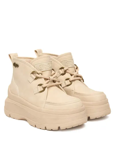 Botine dama Olympia Chukka Warm - bej - piele ecologica