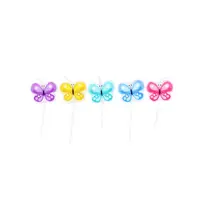 Set 5 lumânări Fluturași Multicolor