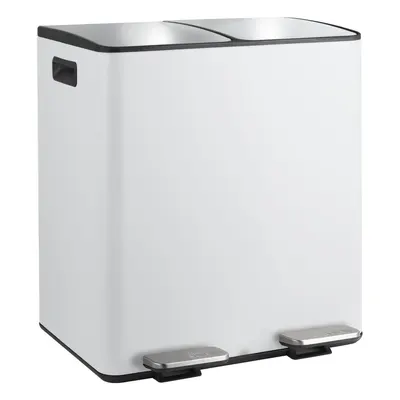 Coș de gunoi alb mat pentru reciclare/cu pedală 2x20 l din oțel Aliya – Spirella