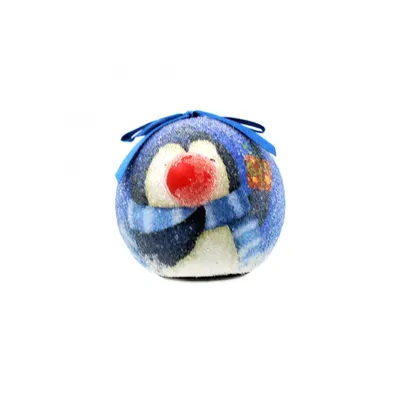 Glob decorativ albastru - Pinguin cu fular