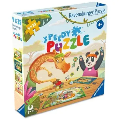 Ravensburger - Puzzle interactiv cu buton sonor pentru testarea rapiditatii animalute jucause 4x35 piese