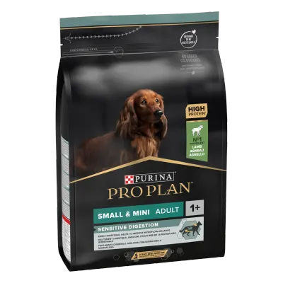 PURINA PRO PLAN ADULT Sensitive Digestion, Talie Mică și Foarte Mică, Miel, 3 kg