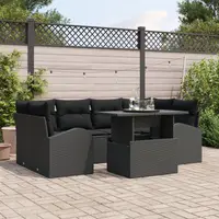 Gossi set de canapea de gradina cu 7 piese si perne negru poliratan