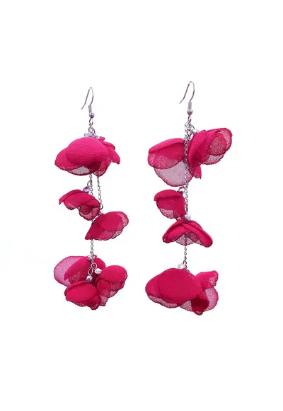 Cercei foarte lungi - Zia Fashion - voal - Viva Magenta