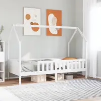 Gossi cadru pat tip casa pentru copii alb 90x190 cm lemn masiv de pin