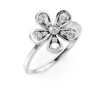 Inel floare din aur alb cu diamante de 0.2ct