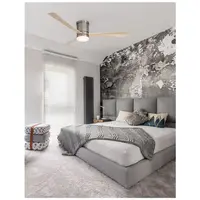 Lustra cu ventilator SATIN Brushed Nickel Otel & Sticla PlyLemn DC 35W AC 220 - 240V