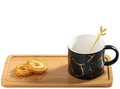 Set pentru bauturi calde Morello - Bamboo Black, 250 ml, 3 părți