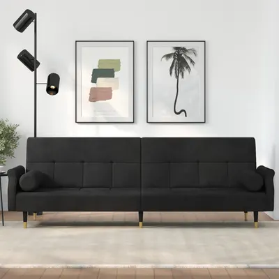 Gossi canapea extensibila cu perne, negru, catifea
