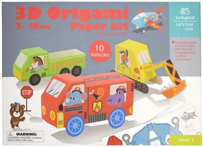 Set creativ Tooky Land - Vehicule de hârtie 3D