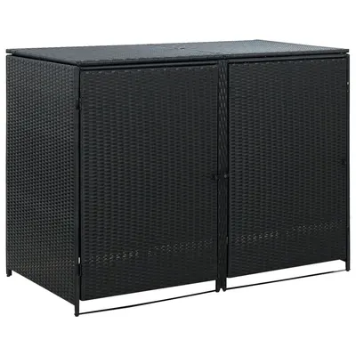 Gossi magazie dubla pentru pubele, poliratan, negru, 148x80x111 cm