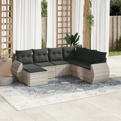 Gossi set canapele de gradina cu perne, 7piese gri deschis poliratan