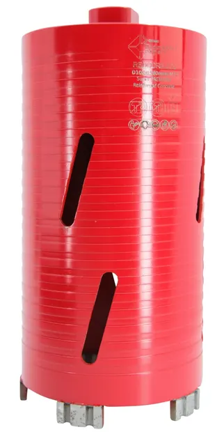 Carota diamantata Super PREMIUM ø102mm x 180mm x M16 pentru gaurire Beton armat, Zidarie, Granit - DXQZ.REDCORE.102