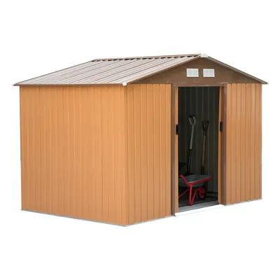 Outsunny casuta ustensile, magazie de gradina, sopron pentru unelte de exterior 277x195x192cm, Maro | Aosom Romania