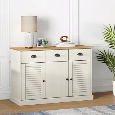 vidaXL Servantă cu sertare VIGO, alb, 113x40x75 cm, lemn masiv de pin